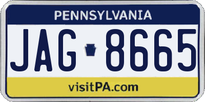 PA license plate JAG8665