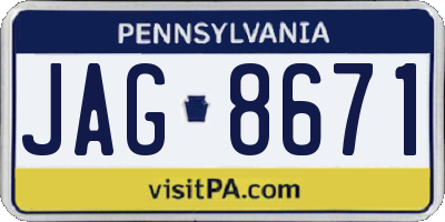 PA license plate JAG8671