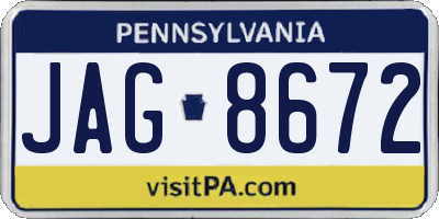 PA license plate JAG8672