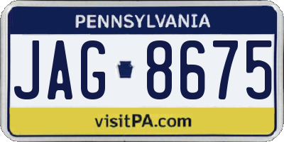 PA license plate JAG8675