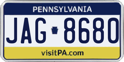 PA license plate JAG8680