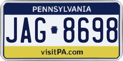 PA license plate JAG8698