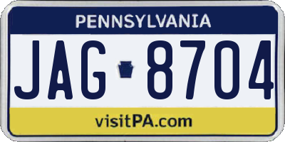 PA license plate JAG8704