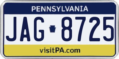PA license plate JAG8725