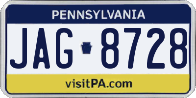 PA license plate JAG8728