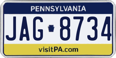 PA license plate JAG8734