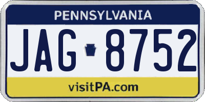 PA license plate JAG8752