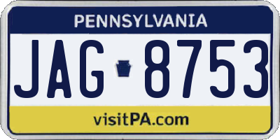 PA license plate JAG8753