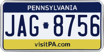 PA license plate JAG8756