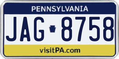 PA license plate JAG8758