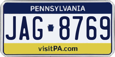 PA license plate JAG8769