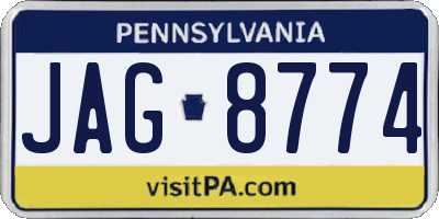 PA license plate JAG8774