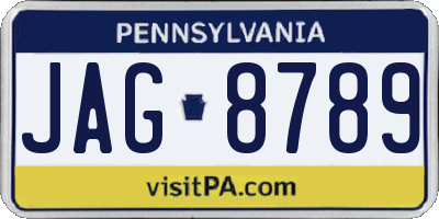 PA license plate JAG8789