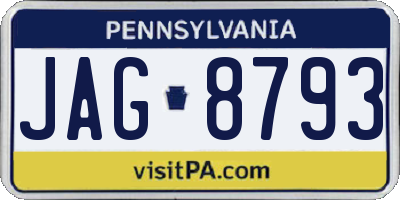 PA license plate JAG8793