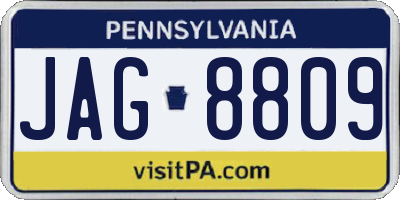 PA license plate JAG8809