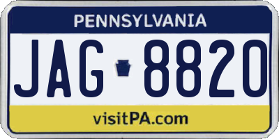 PA license plate JAG8820