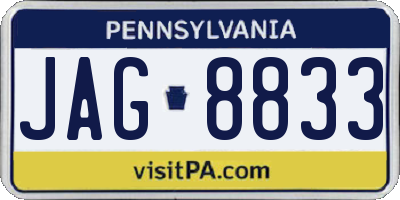 PA license plate JAG8833