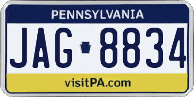 PA license plate JAG8834