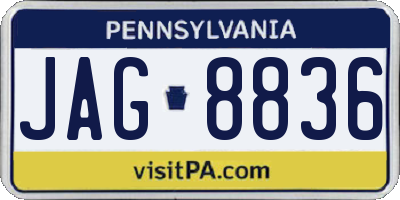 PA license plate JAG8836