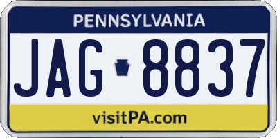 PA license plate JAG8837
