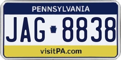 PA license plate JAG8838