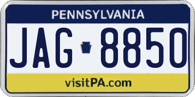 PA license plate JAG8850