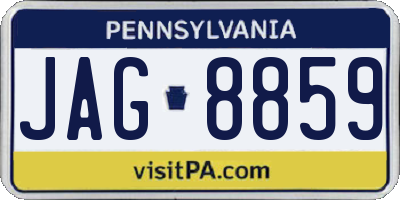 PA license plate JAG8859