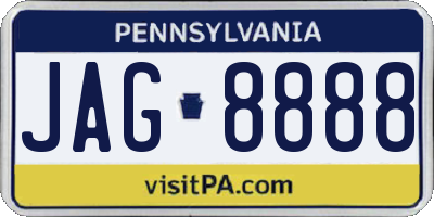 PA license plate JAG8888