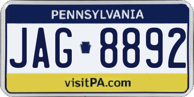 PA license plate JAG8892