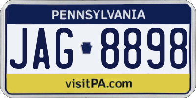 PA license plate JAG8898