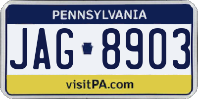 PA license plate JAG8903