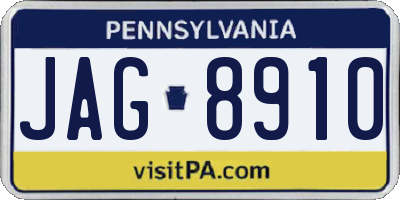 PA license plate JAG8910