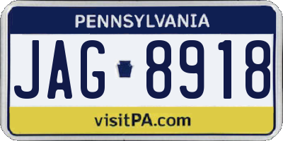 PA license plate JAG8918