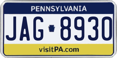 PA license plate JAG8930