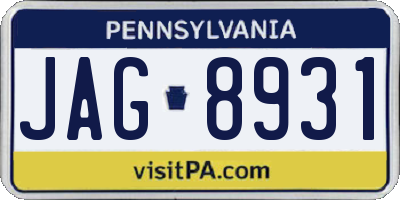 PA license plate JAG8931