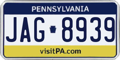 PA license plate JAG8939