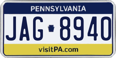 PA license plate JAG8940