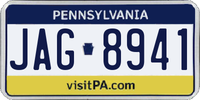 PA license plate JAG8941