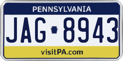 PA license plate JAG8943
