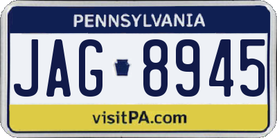 PA license plate JAG8945