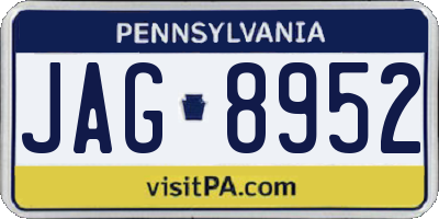 PA license plate JAG8952
