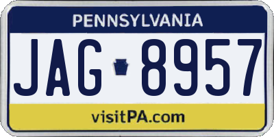PA license plate JAG8957