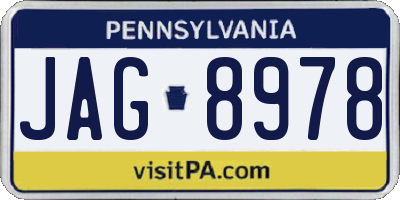 PA license plate JAG8978