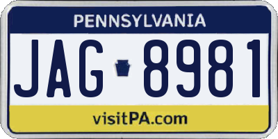 PA license plate JAG8981