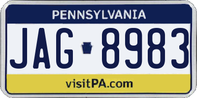 PA license plate JAG8983