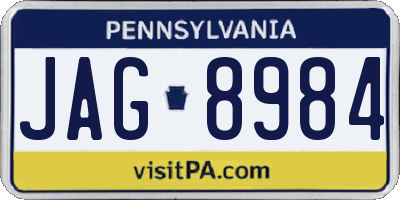PA license plate JAG8984