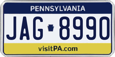 PA license plate JAG8990