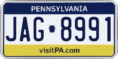 PA license plate JAG8991