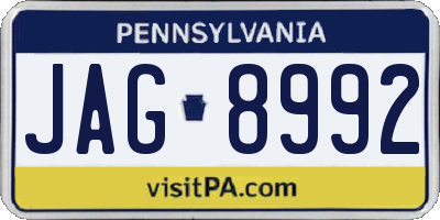 PA license plate JAG8992