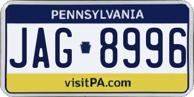 PA license plate JAG8996